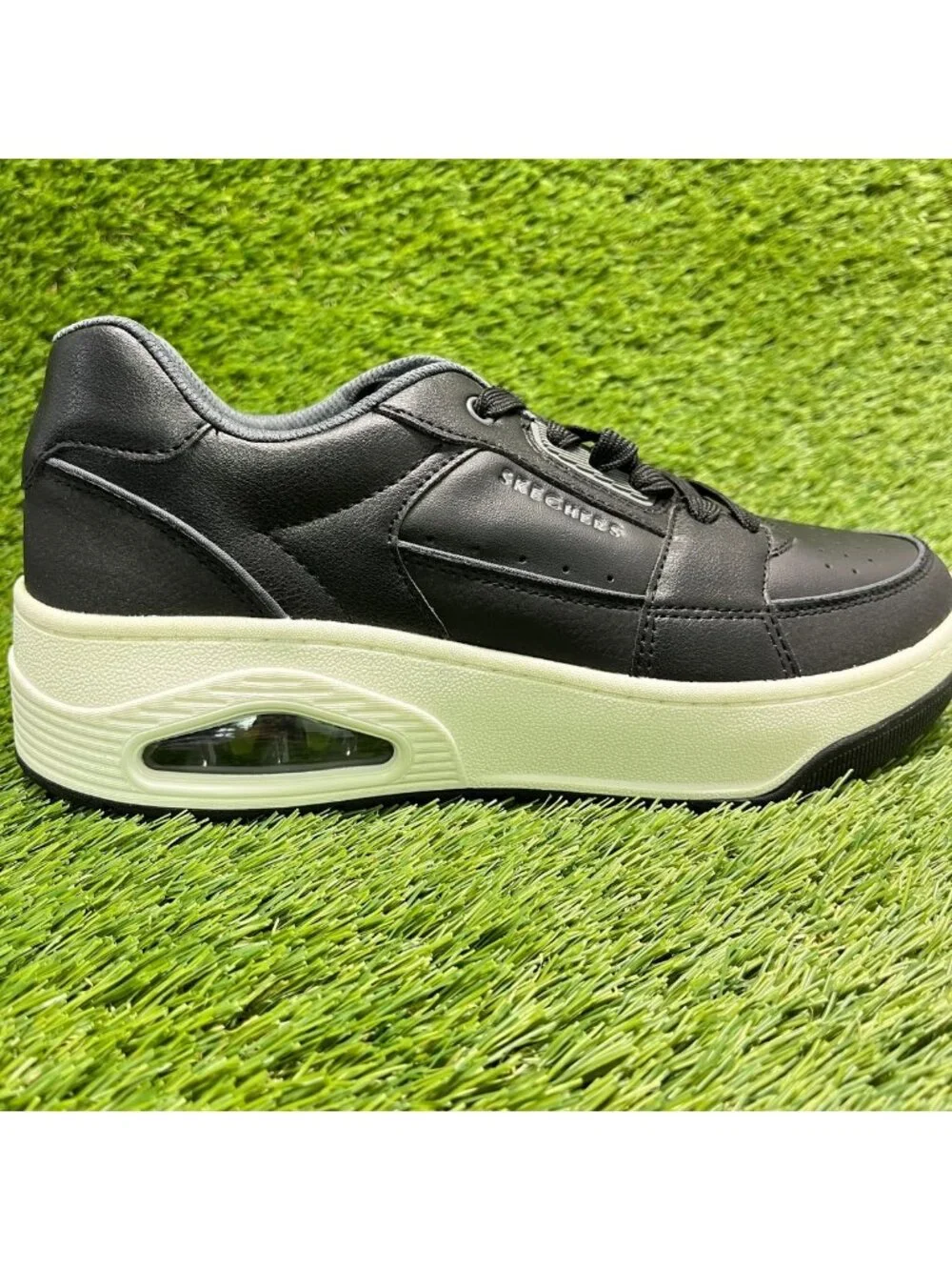 Skechers Uno Court Low-Post Mens Size 9 Black Athletic Leather Shoes Sneakers